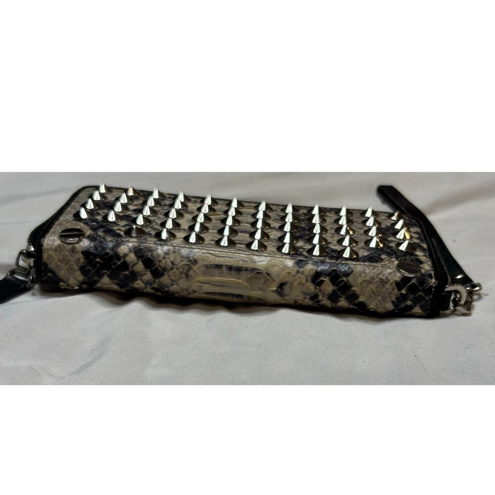 Be&D Studded Python Embossed Zip Around Wristlet Wallet - Picture 5 of 9